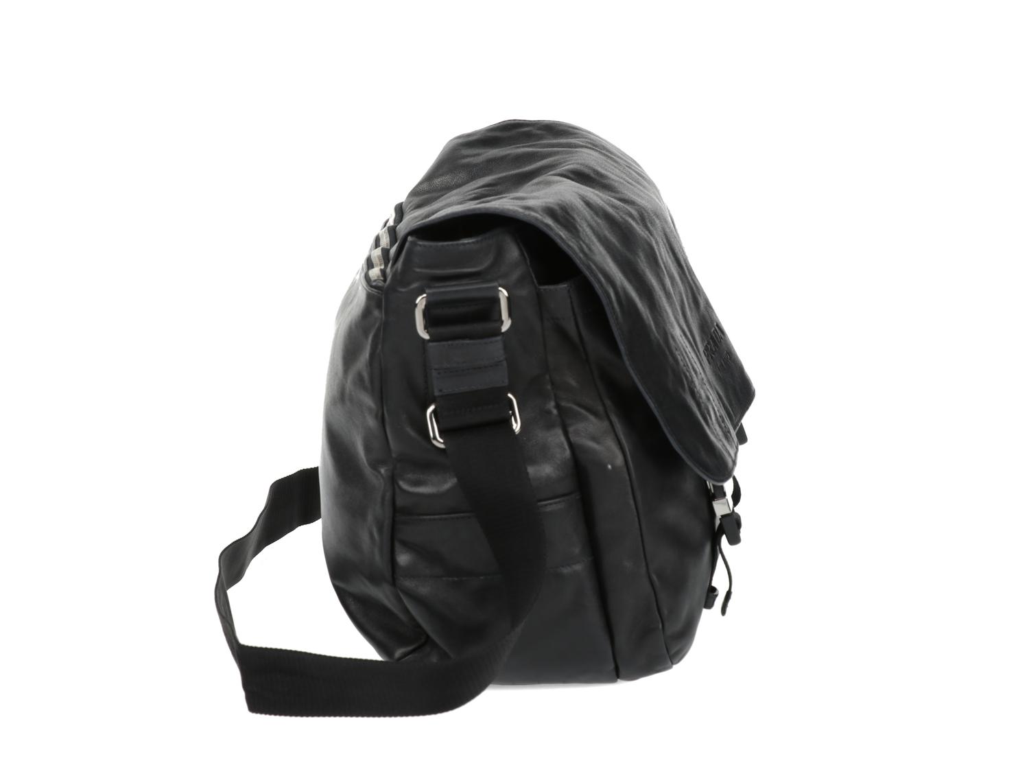 PRADA LEATHER MESSENGER BAG