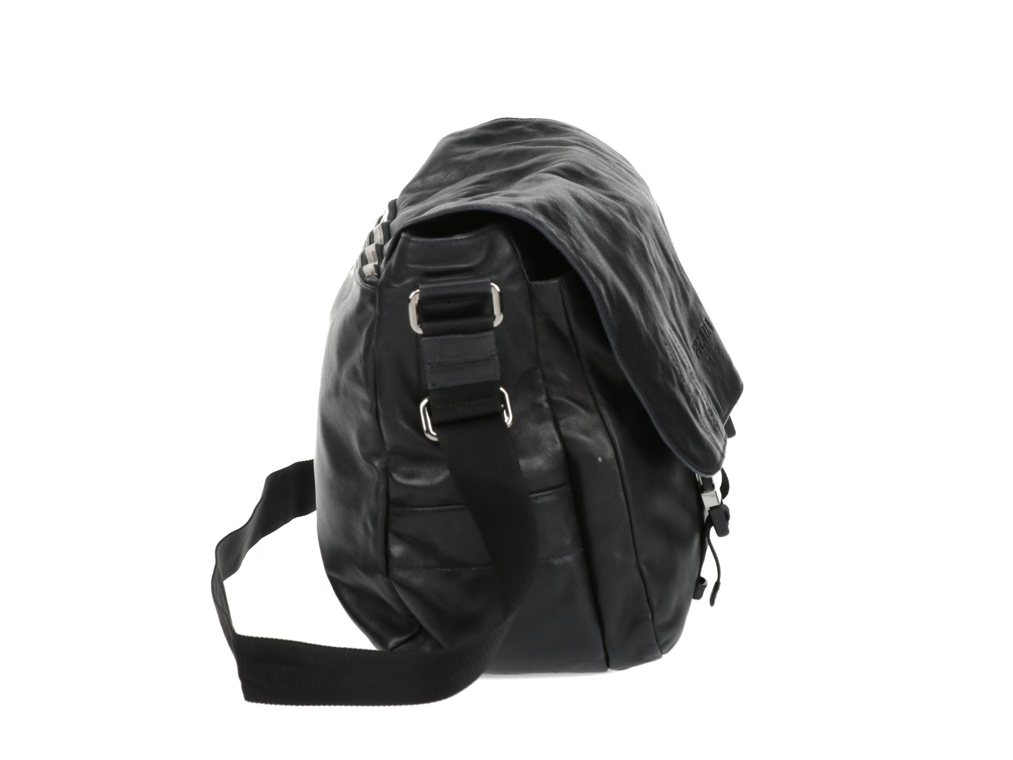 PRADA LEATHER MESSENGER BAG