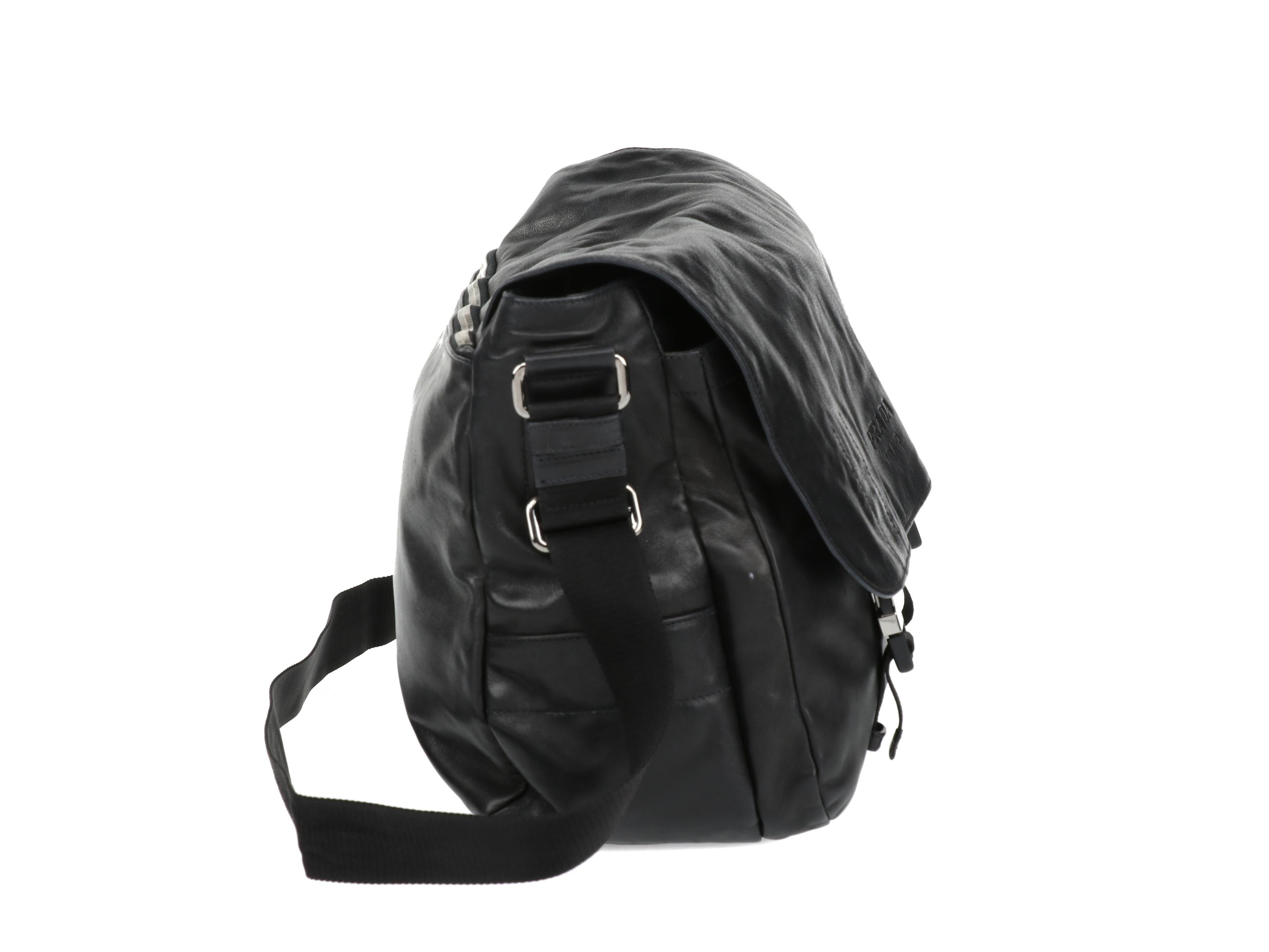 PRADA LEATHER MESSENGER BAG
