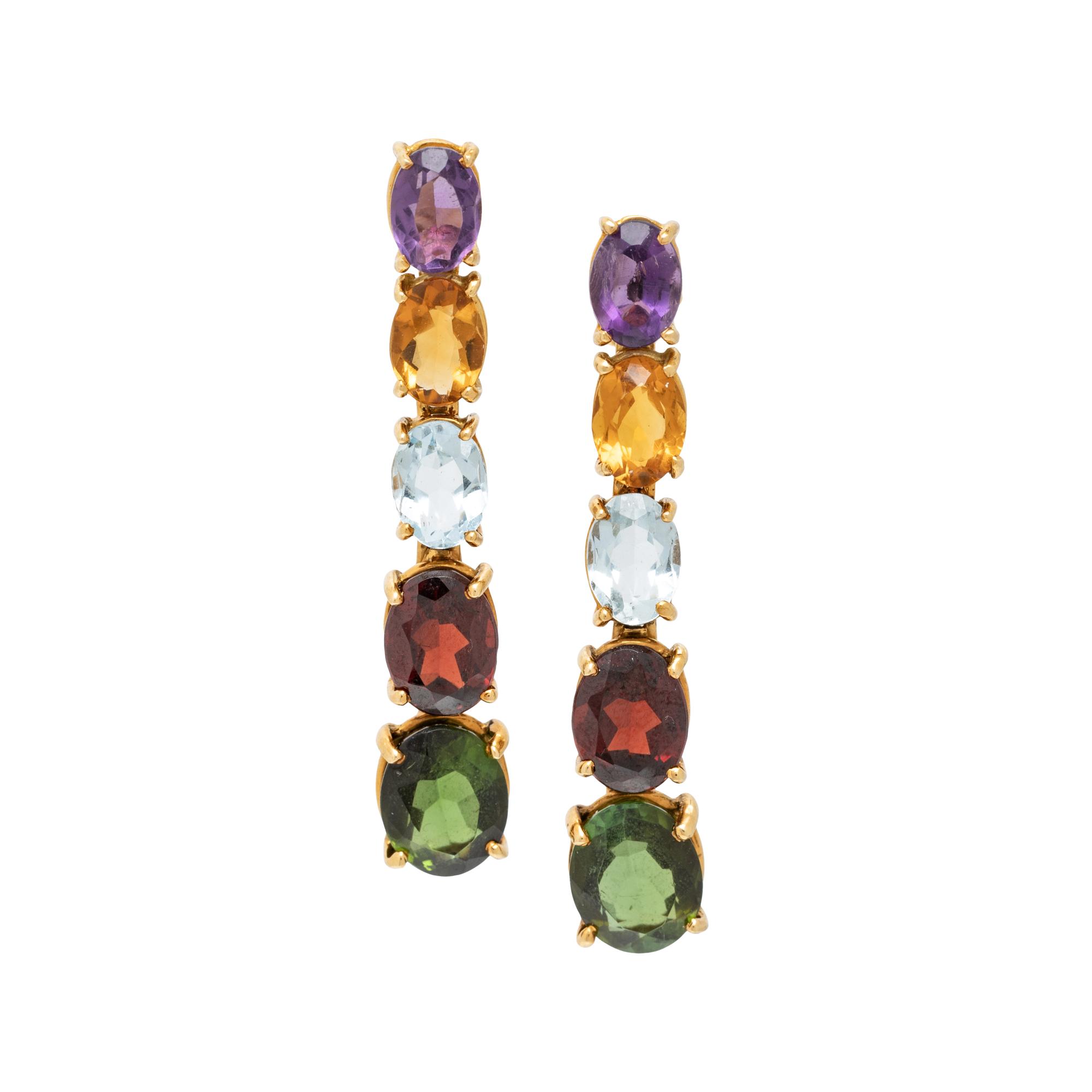 YELLOW GOLD AND MULTIGEM EARRINGS