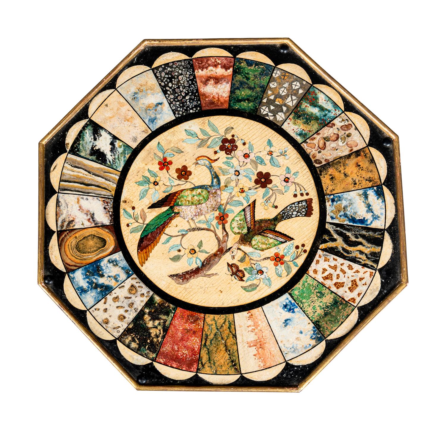 A George III Polychrome Painted and Parcel-Gilt Side Table