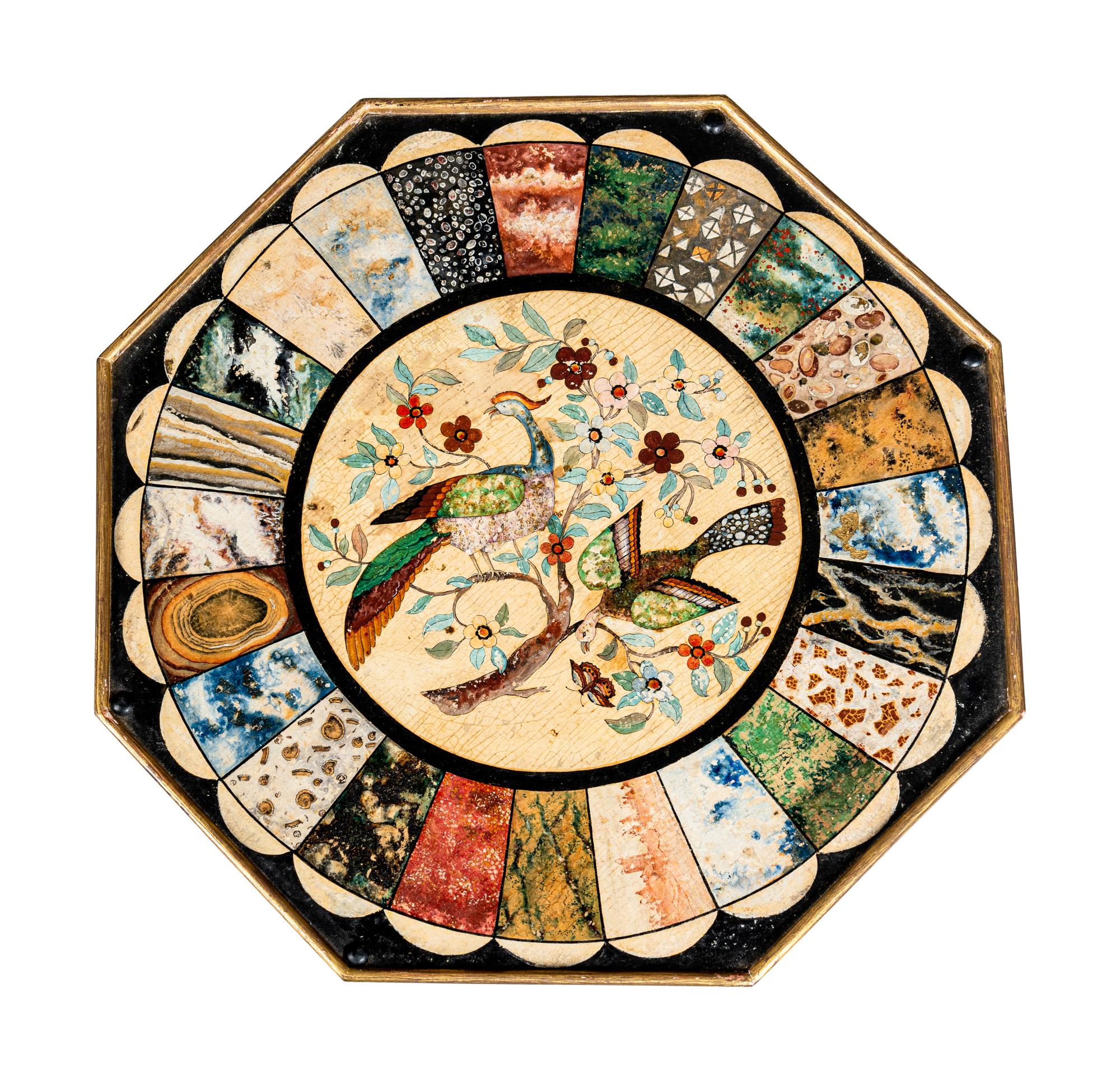 A George III Polychrome Painted and Parcel-Gilt Side Table