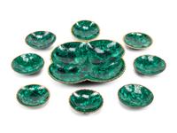 A Malachite and Gilt Metal Nine-Piece Serving Set