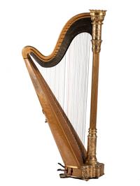 A Lyon & Healy Carved and Parcel Gilt Wood Harp