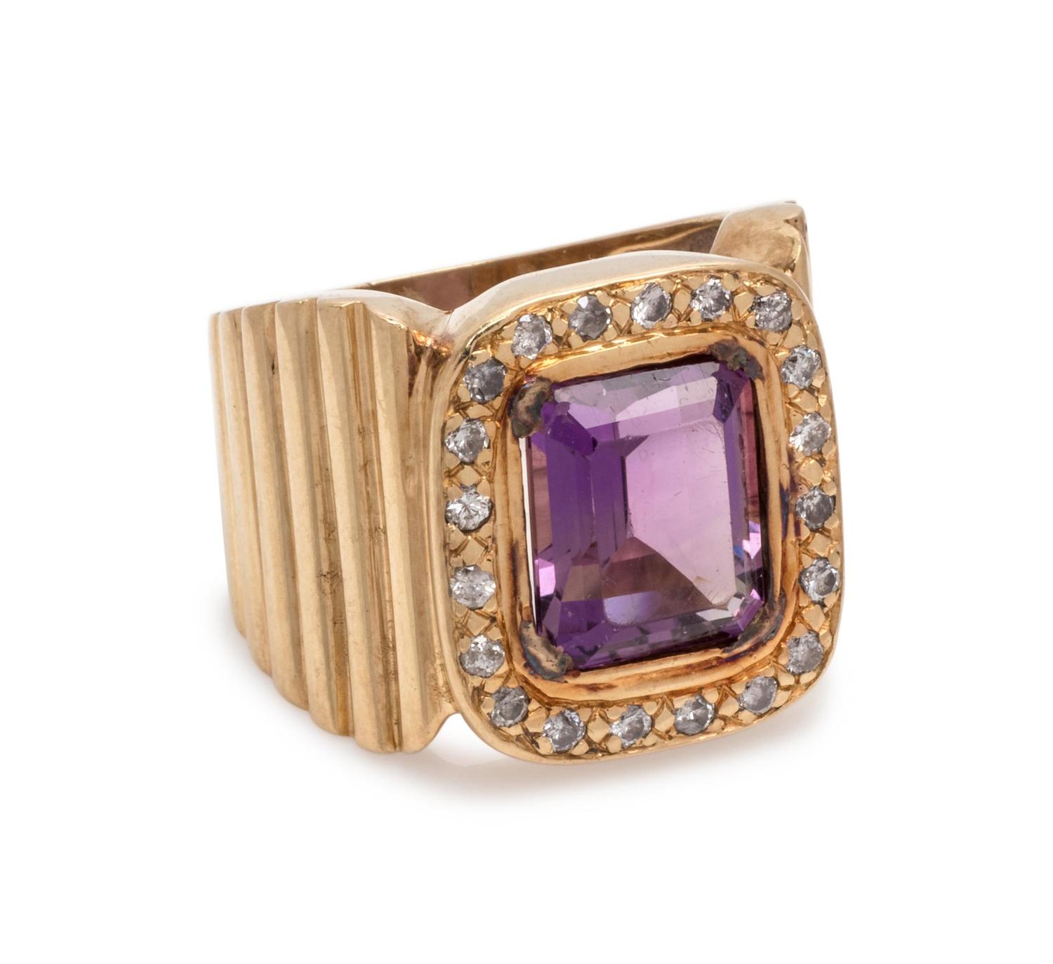AMETHYST AND DIAMOND RING