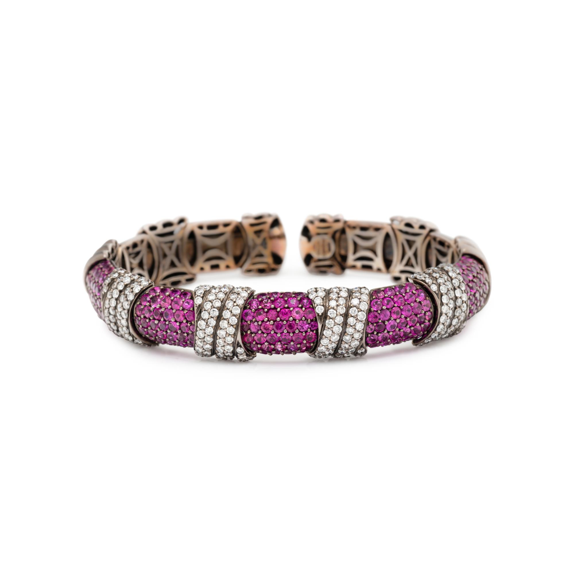 SABBADINI, PINK SAPPHIRE AND DIAMOND CUFF BRACELET
