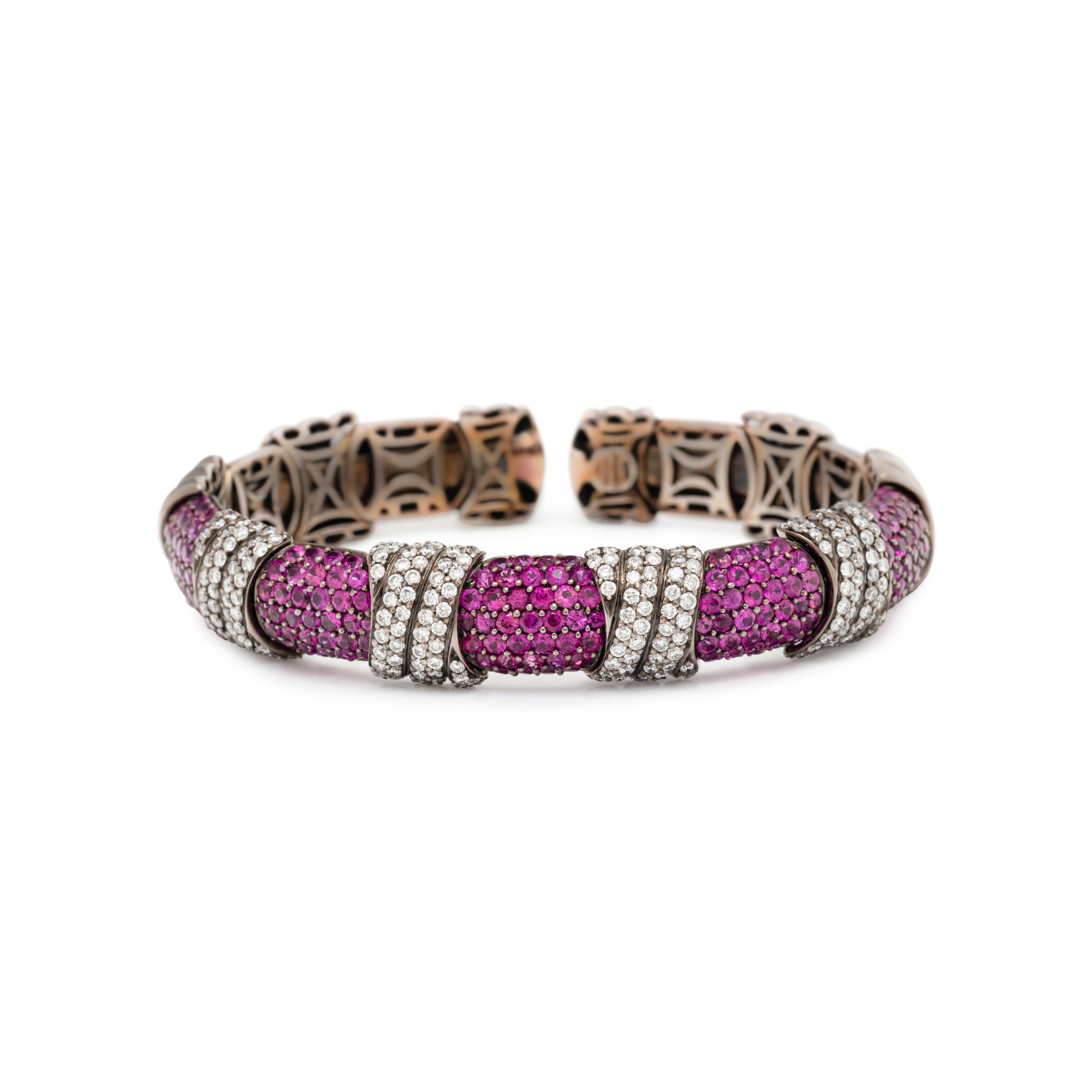 SABBADINI, PINK SAPPHIRE AND DIAMOND CUFF BRACELET