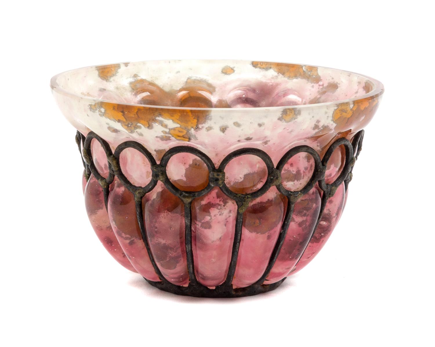 A French Blown Out Vase, attributed to Daum and Majorelle Diameter 5 3/4 inches.