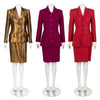 Three Designer Skirt Suits: One Jean Paul Gaultier, One Lagerfeld, One Yves Saint Laurent, 1980-90s