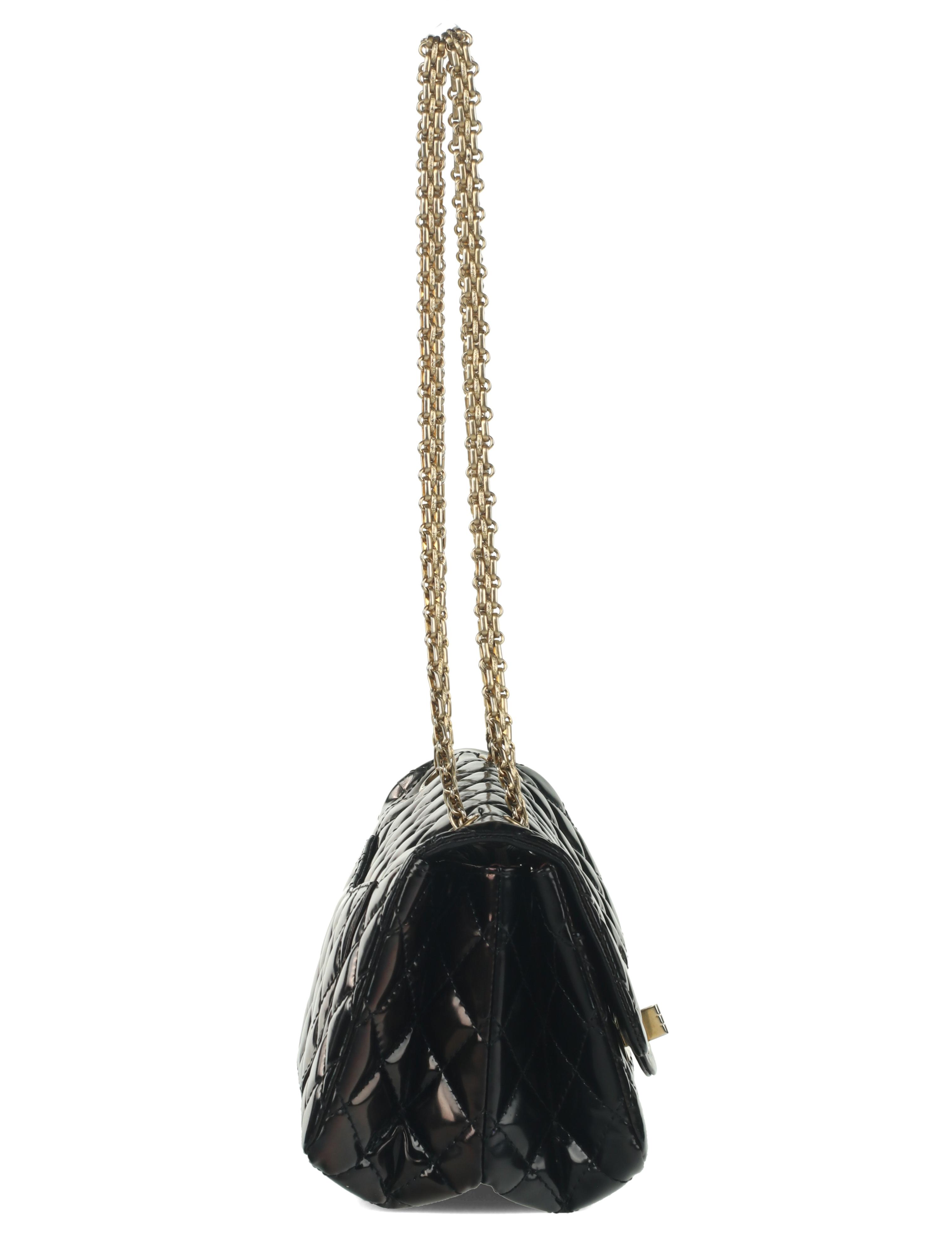 Chanel 2.55 Reissue Flap Bag in Black Patent Leather