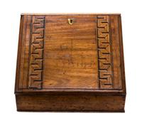 A Regency Mahogany Parquetry Inlaid Letter Box, Height 10 x width 13 x depth 8 1/4 inches