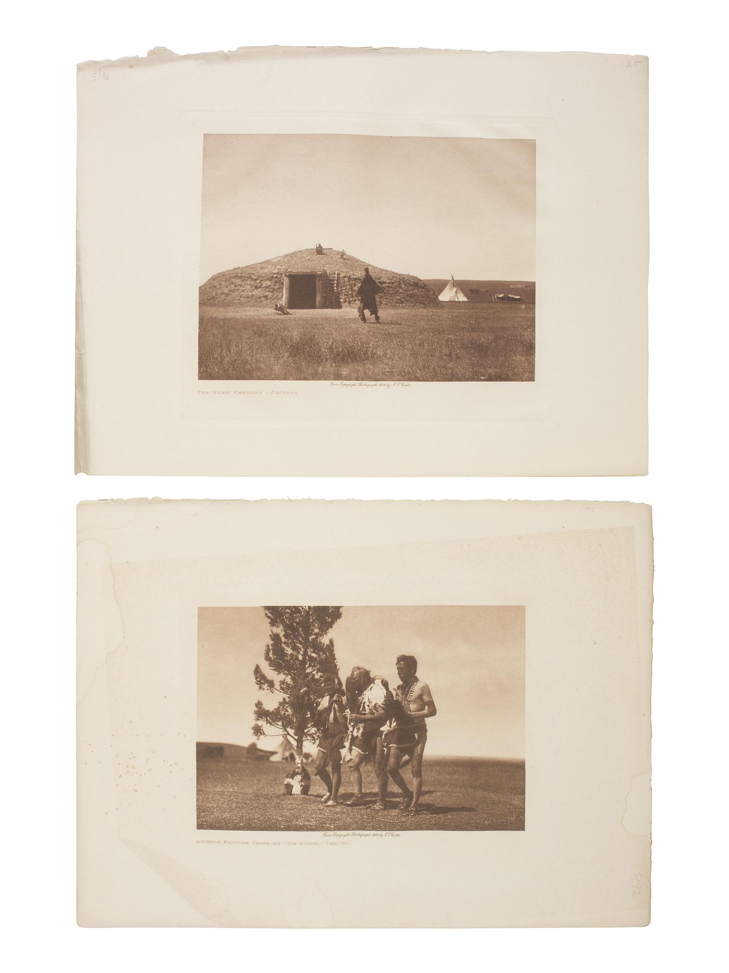CURTIS, Edward (1868-1952), photographer. A group of 5 photogravures of the Arikara.