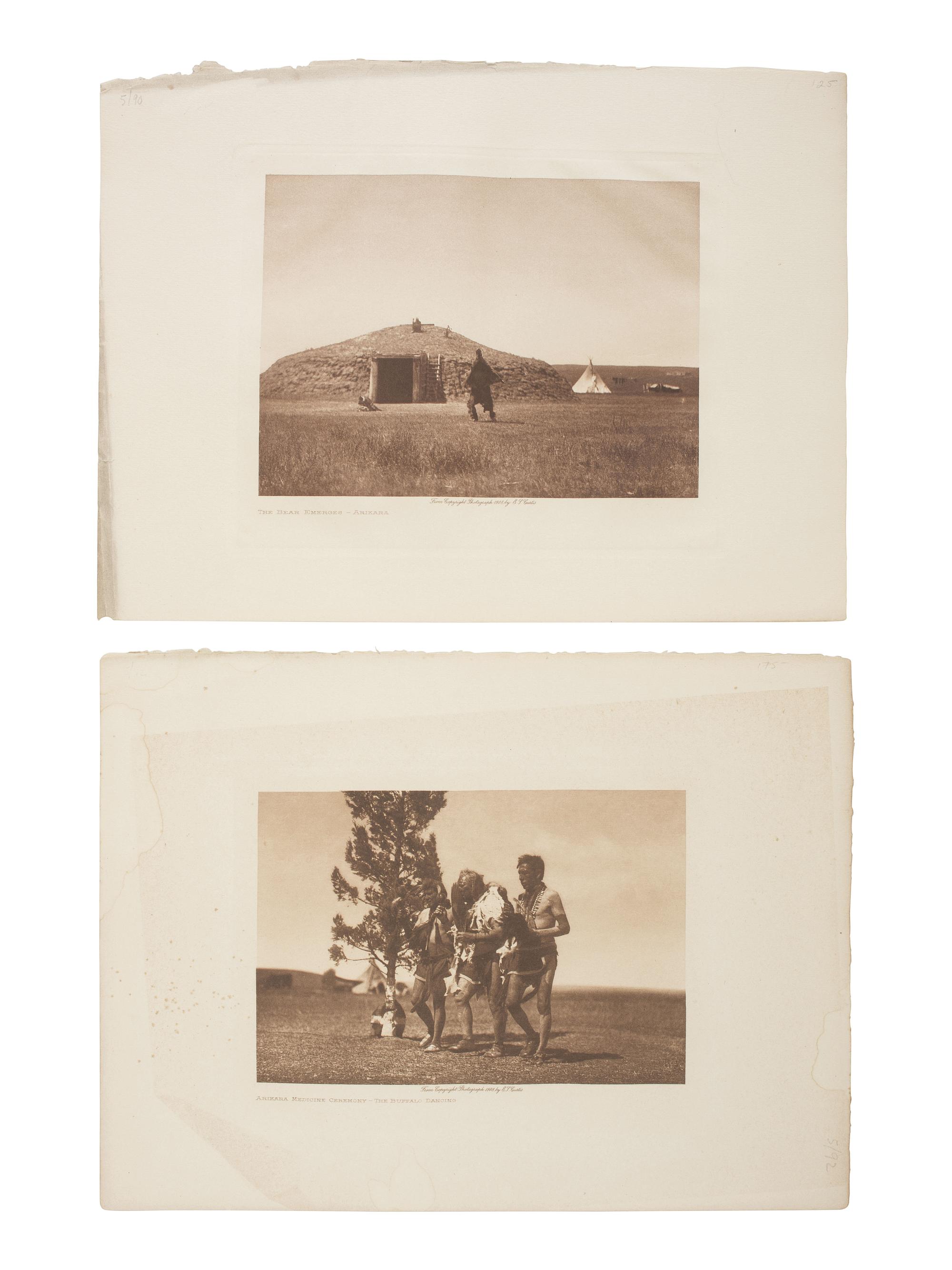CURTIS, Edward (1868-1952), photographer. A group of 5 photogravures of the Arikara.
