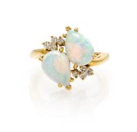 A Collection of Yellow Gold, White Opal, Diamond and Ruby Jewelry, 20.00 dwts.