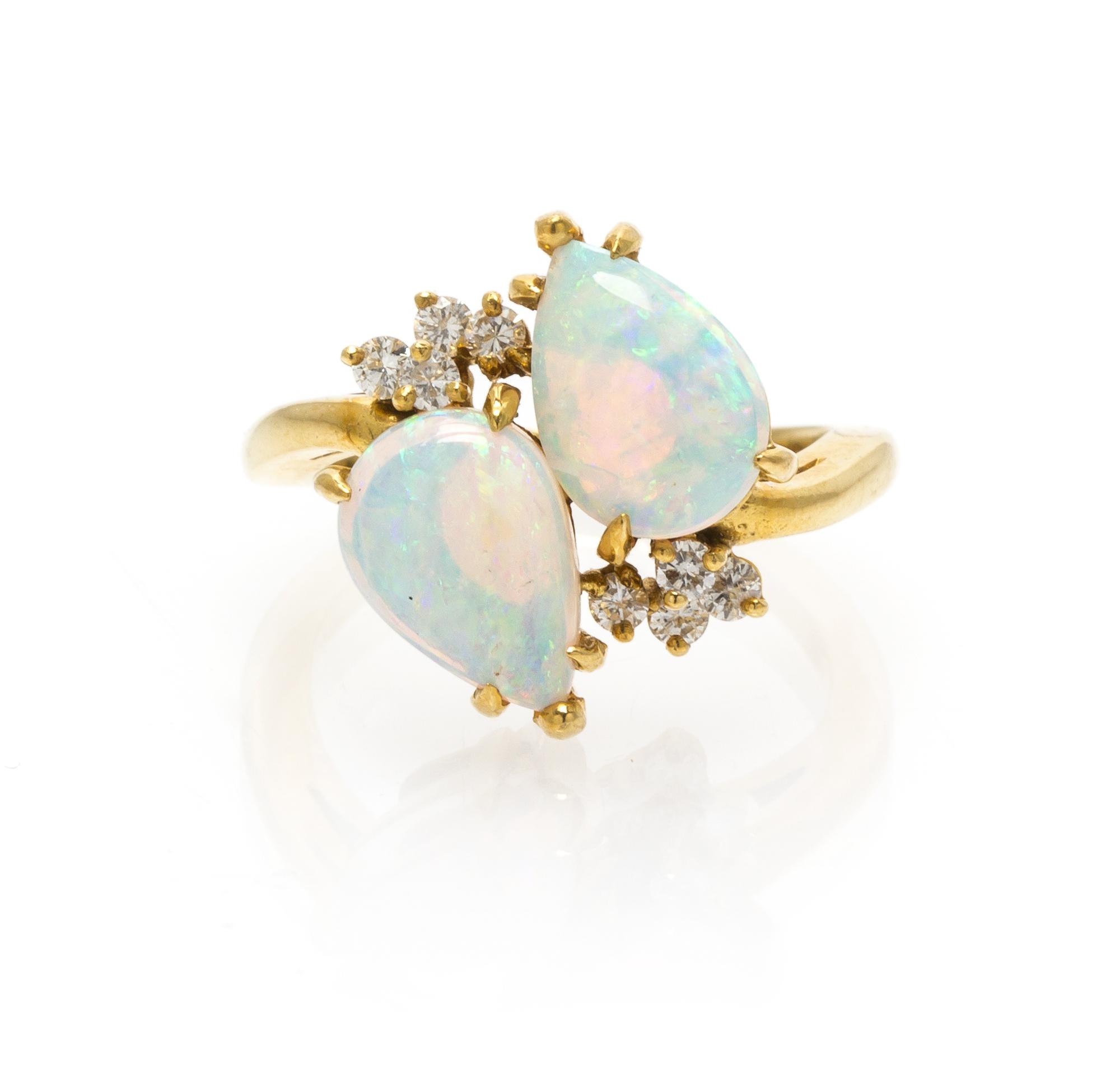 A Collection of Yellow Gold, White Opal, Diamond and Ruby Jewelry, 20.00 dwts.