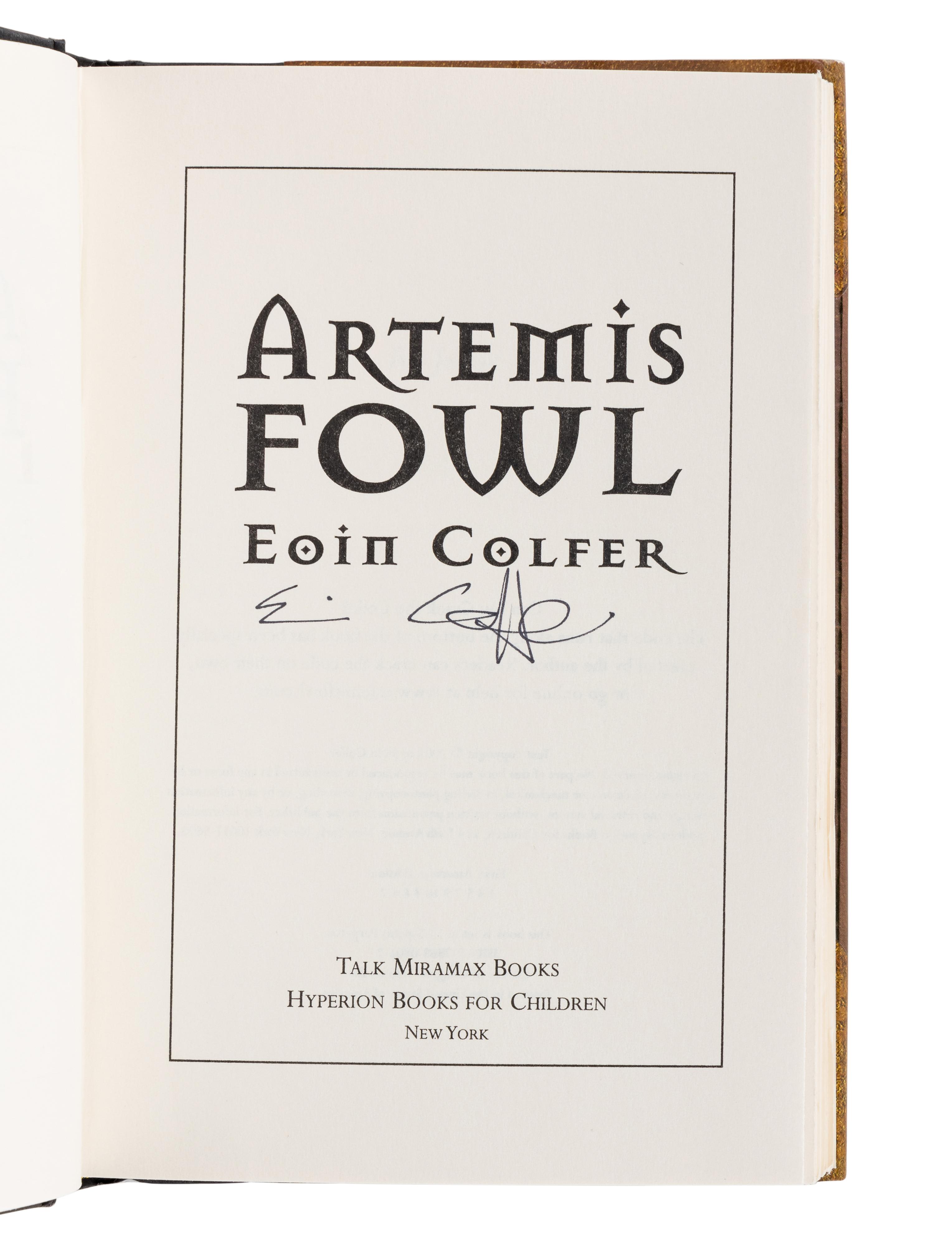 COLFER, Eoin (b. 1965). A group of the first 3 books in the Artemis Fowl series, ALL SIGNED, comprising: