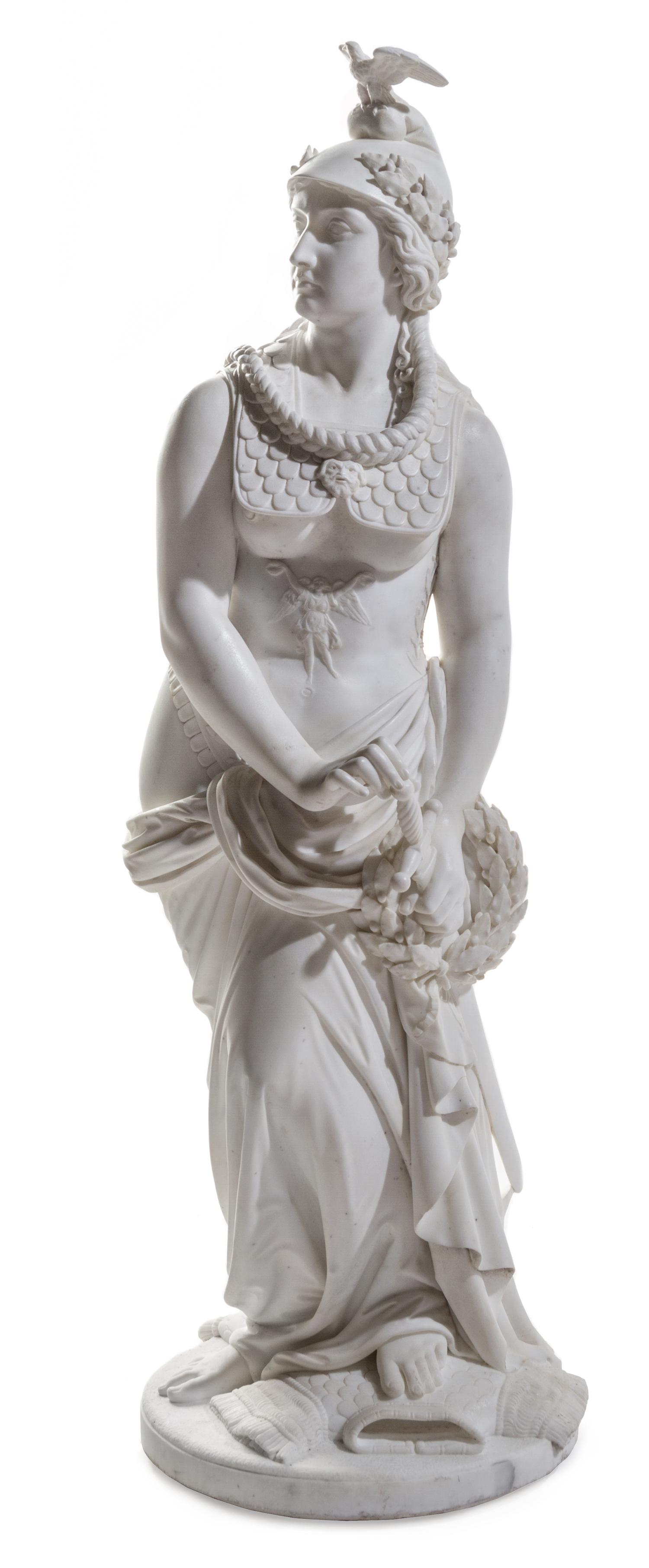An Italian Marble Figure of Minerva Height 50 1/2 inches. — JAMES HENRY HASELTINE (AMERICAN, 1833-1907)