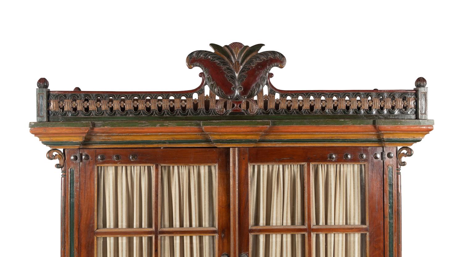 A Continental Painted Bureau Cabinet