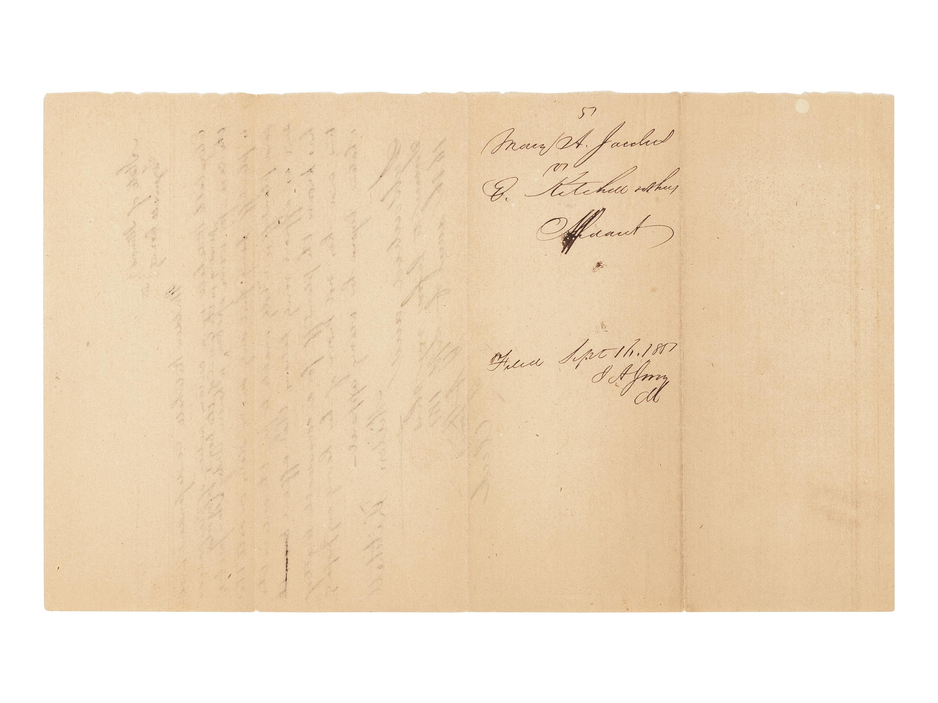 LINCOLN, Abraham (1809-1865). A group of 3 autograph documents in Lincoln's hand relating to the legal case Mary Ann Jacobus vs. Kitchell & Kitchell. Tazewell County, Illinois, 1851.