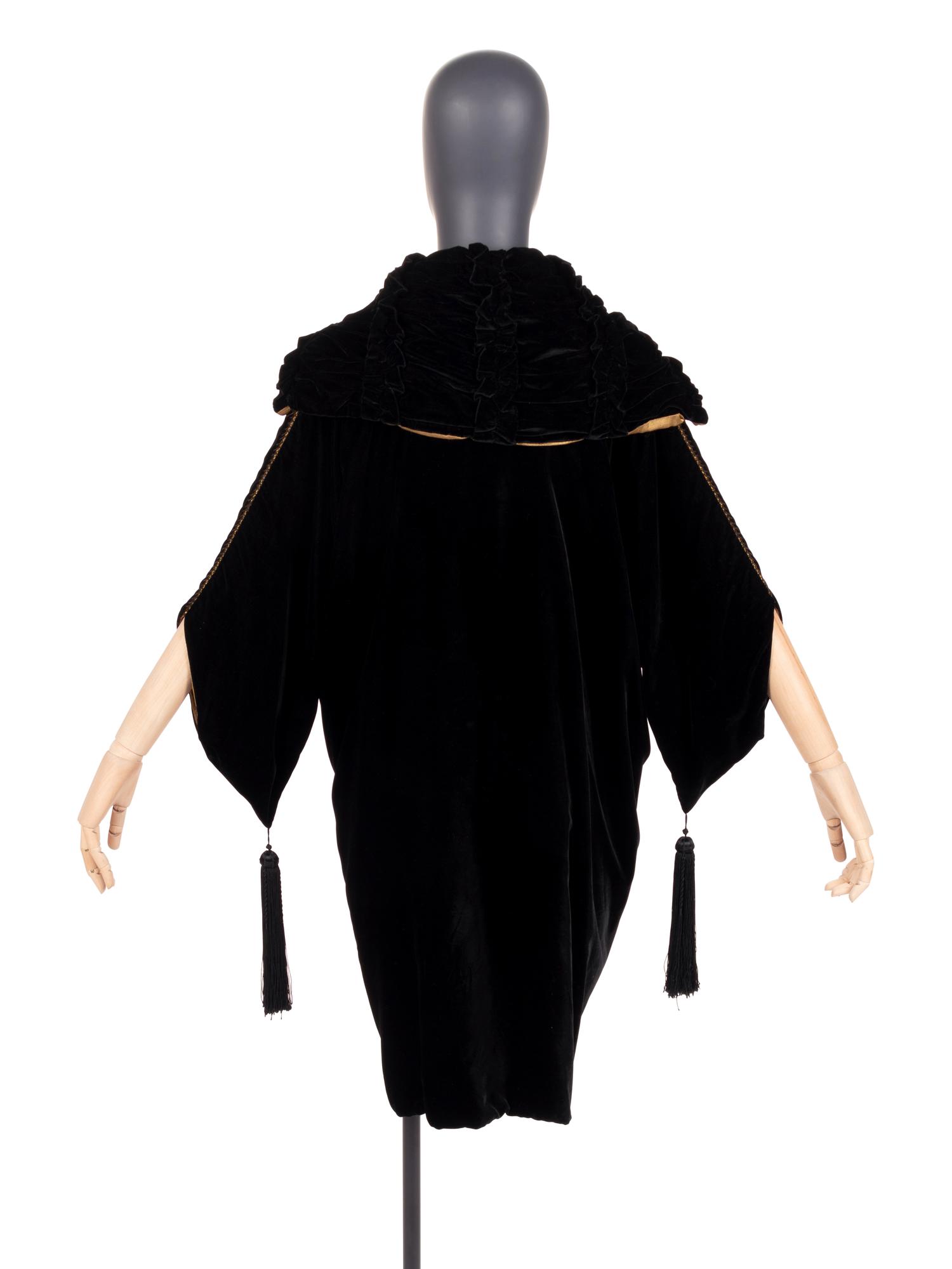 Liberty & Co. Silk Velvet Evening Coat with Tassels, 1910-20s
