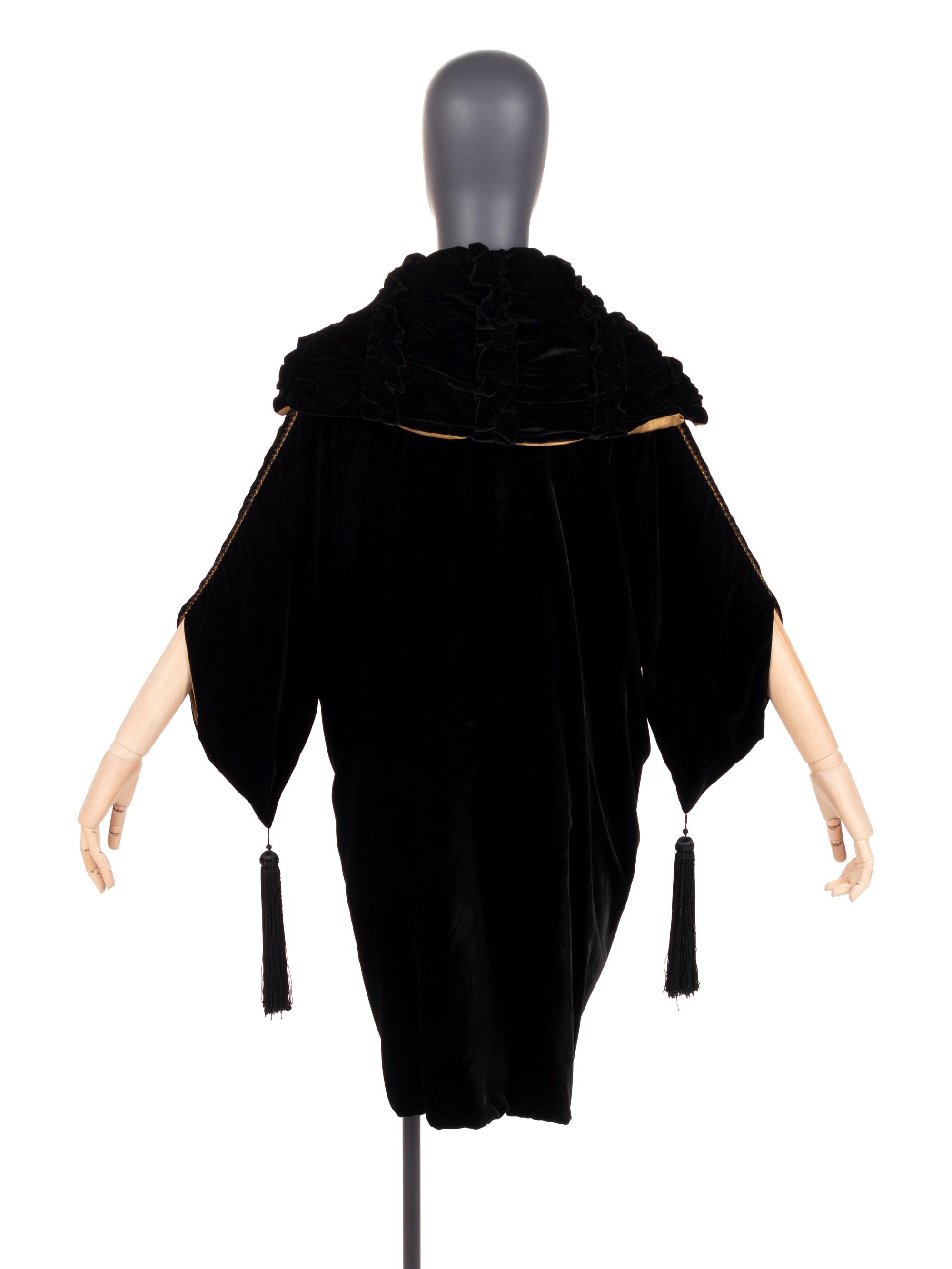 Liberty & Co. Silk Velvet Evening Coat with Tassels, 1910-20s