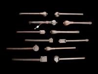 12 Japanese Silver Inlaid Bronze Portable Writing Sets, Yatate