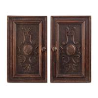 A Pair of Italian Walnut Cabinet Door Panels