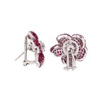 RUBY AND DIAMOND FLOWER EARCLIPS
