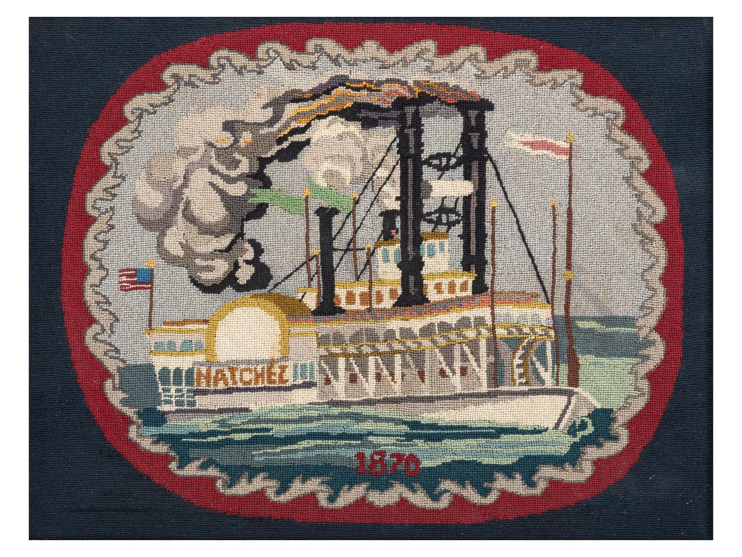 A Needlework Picture of the Paddleboat Natchez