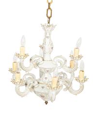 A Lindner Kueps Bavaria San Souci Porcelain Nine-Light Chandelier