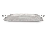 Two Large Decorative Silver-Plate Serving Trays