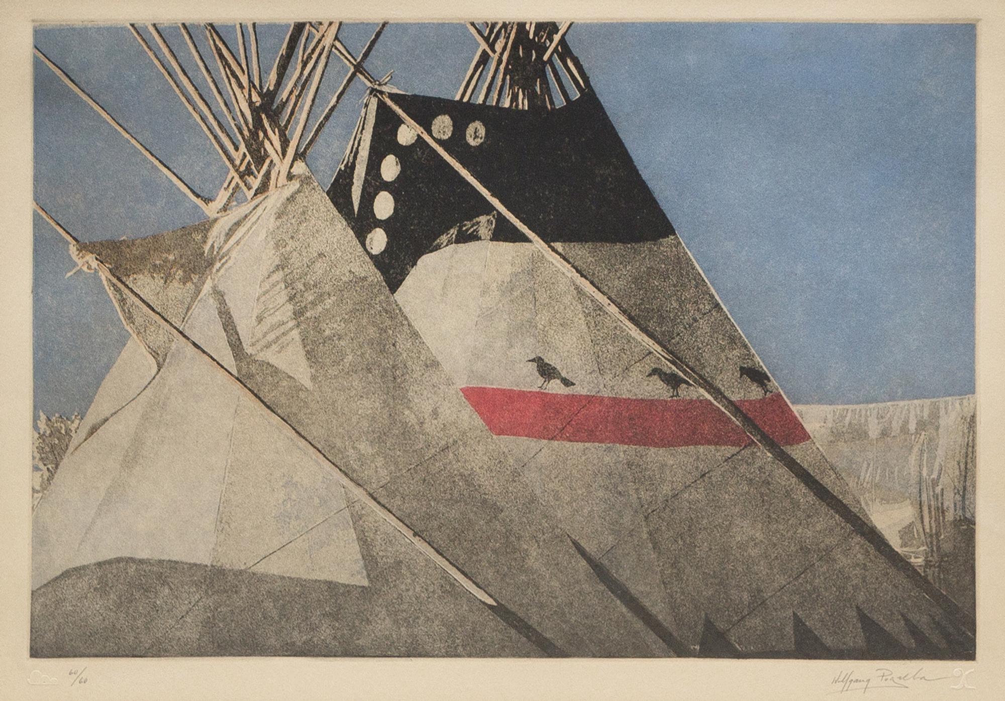 Two Western Decorative Etchings Larger: 13 1/3 x 19 1/2 inches.