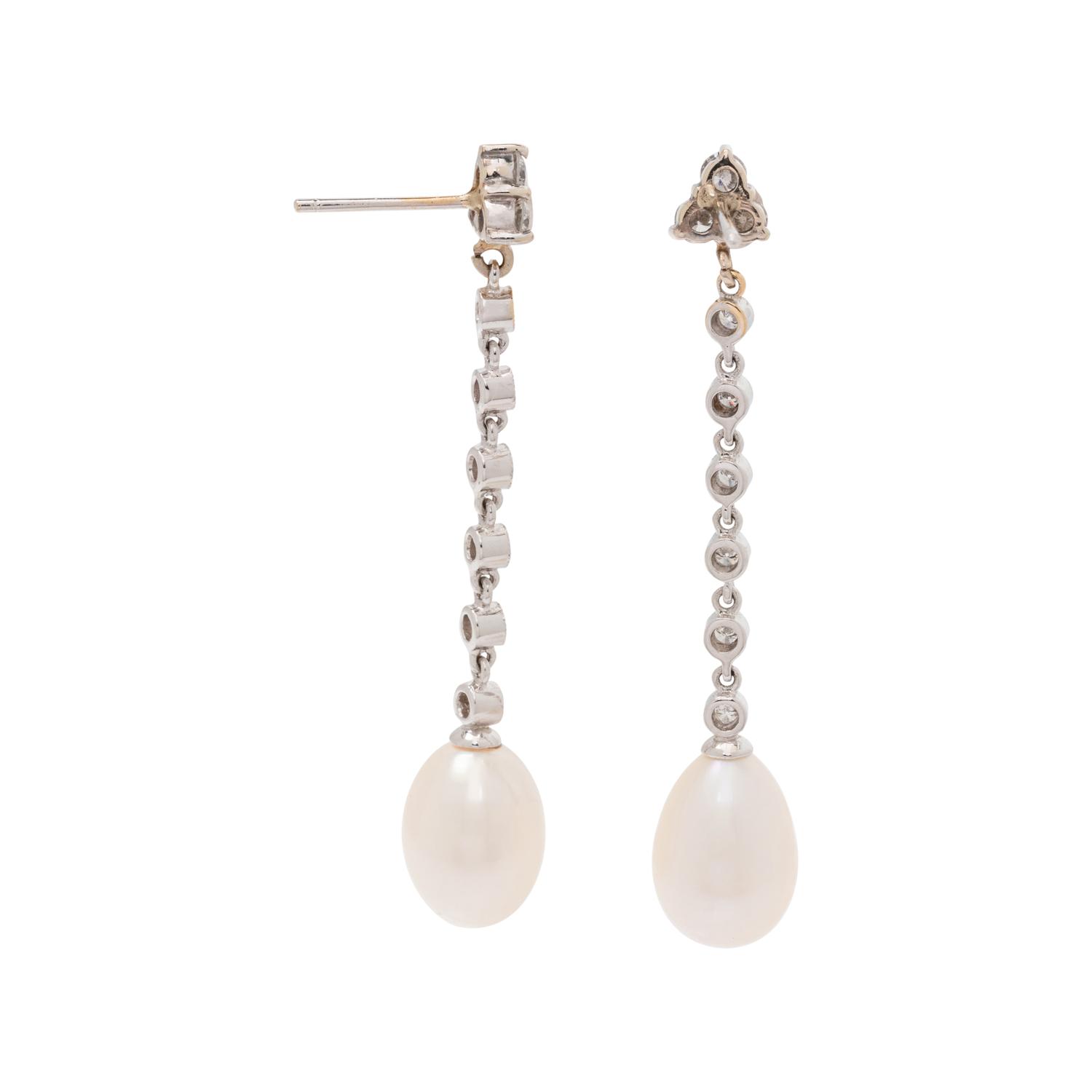 DIAMOND AND CULTURED PEARL EARRINGS