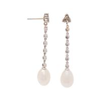 DIAMOND AND CULTURED PEARL EARRINGS