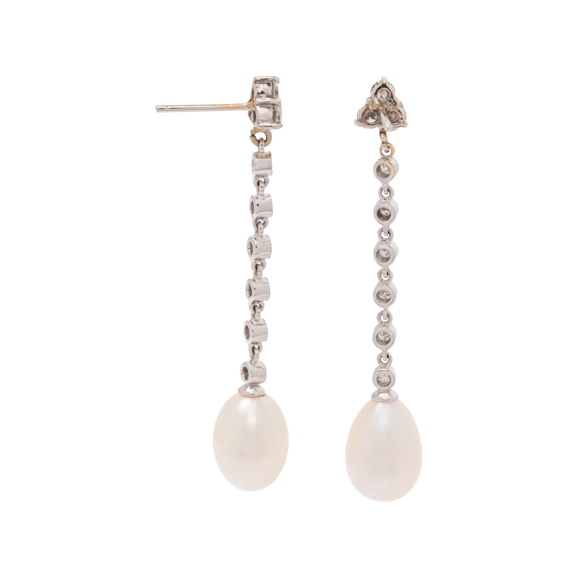 DIAMOND AND CULTURED PEARL EARRINGS