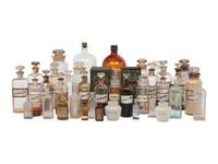 A Collection of Glass Apothecary Bottles