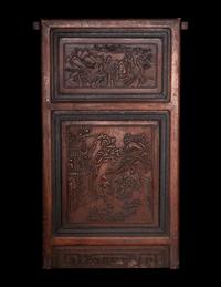 Eight Chinese Carved Wood Rectangular Panels
