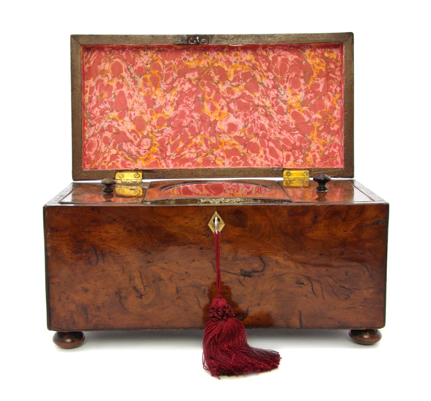 A Georgian Walnut Tea Caddy, Width 11 inches.