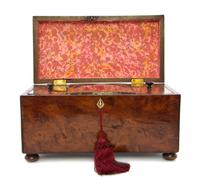 A Georgian Walnut Tea Caddy, Width 11 inches.