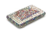A Russian Enameled Silver Cigarette Case, Mark of the 20th Artel, Moscow, Early 20th Century, the case worked to show polychrome floral