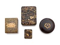Four Gold and Black Lacquer Scholar's Objects
