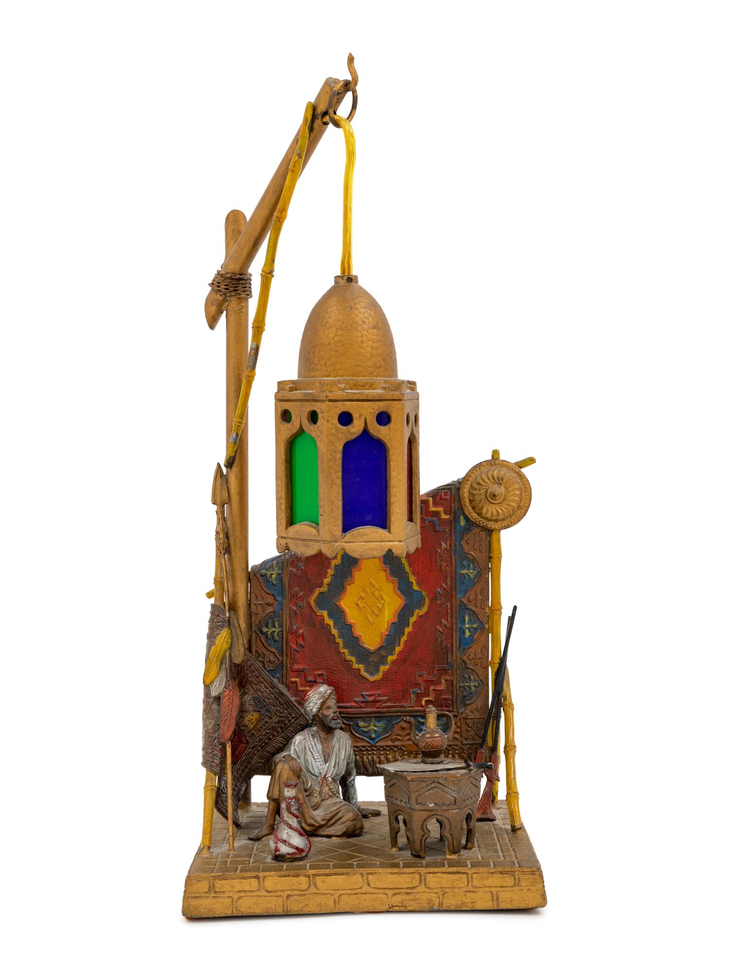 A Continental Cold Painted Cast Metal Figural Lamp — EARLY 20TH CENTURY