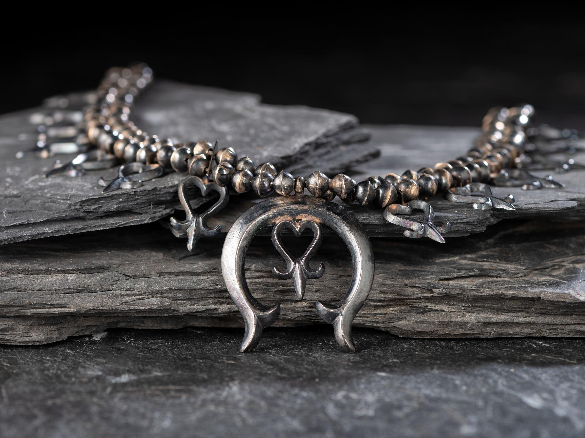 Navajo Silver Squash Blossom Necklace