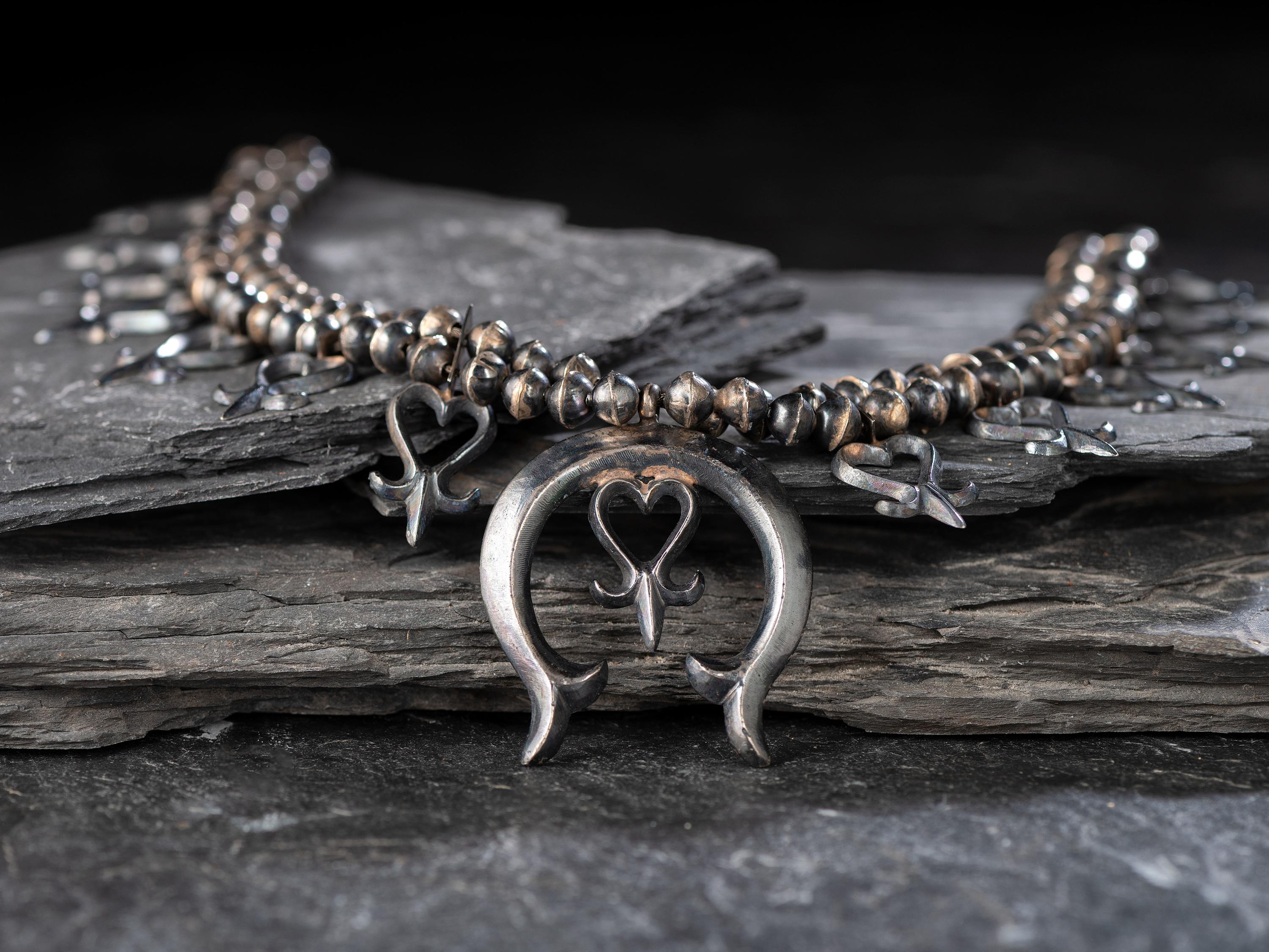 Navajo Silver Squash Blossom Necklace
