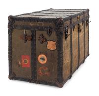 A Leather and Iron Steamer Trunk