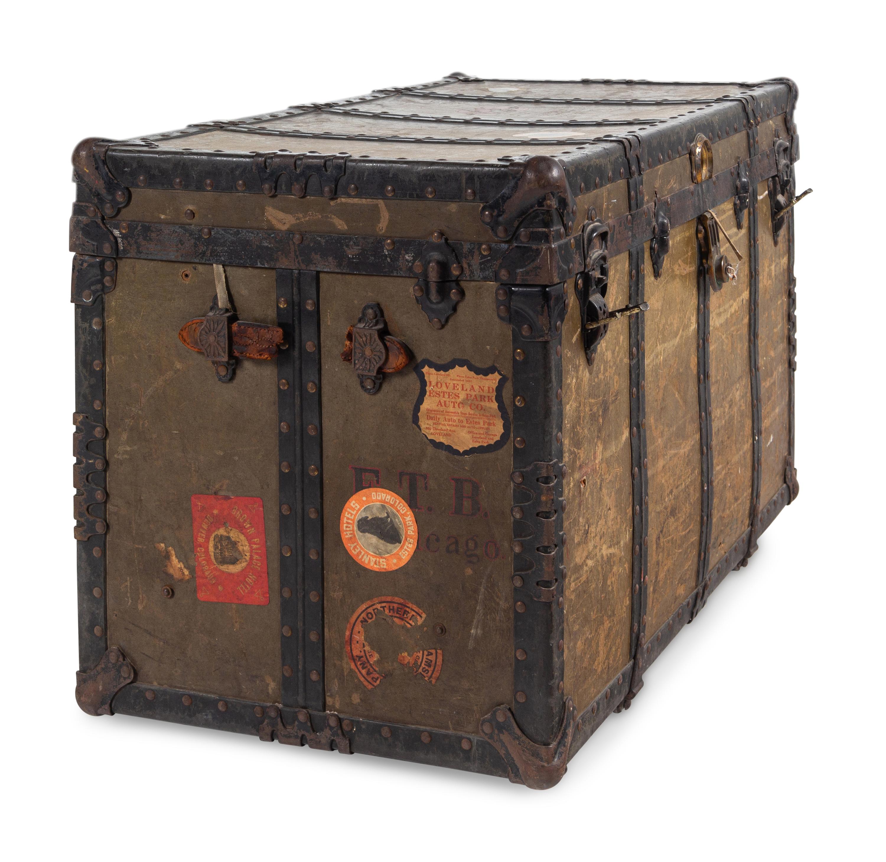 A Leather and Iron Steamer Trunk