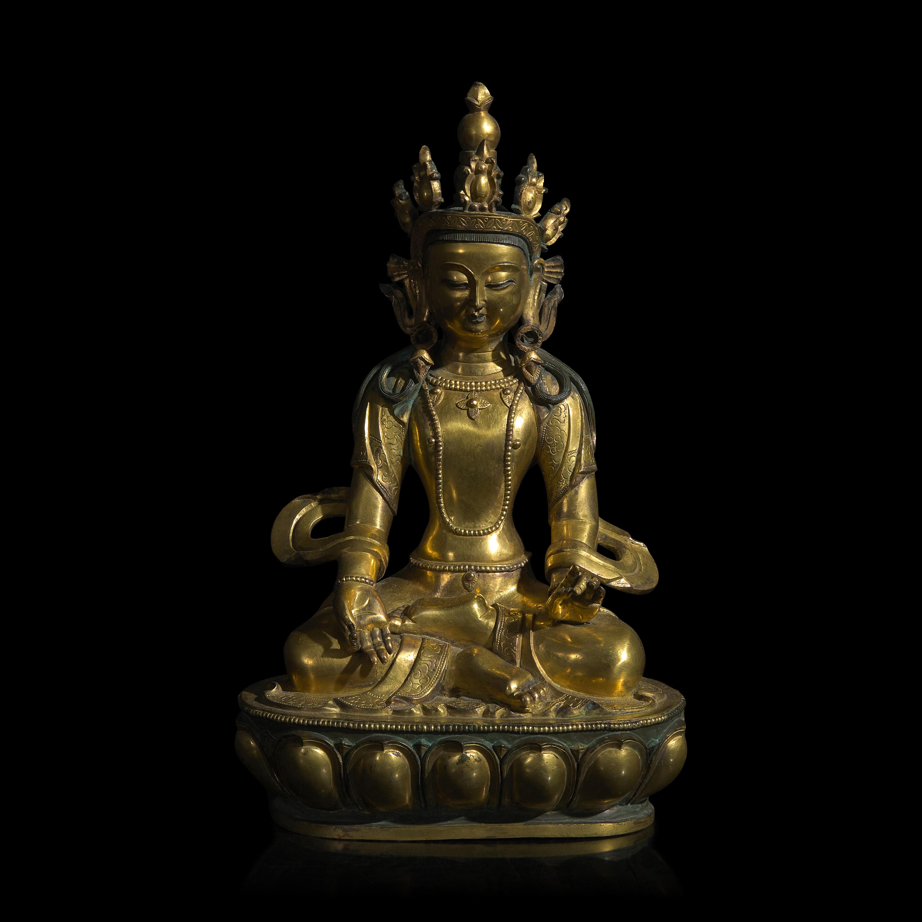 A Chinese Gilt Bronze Bodhisattva 鎏金銅菩薩坐像