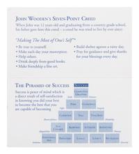 A John Wooden UCLA Signed Autograph Floorboard and Pyramid of Success Card (PSA Letter),