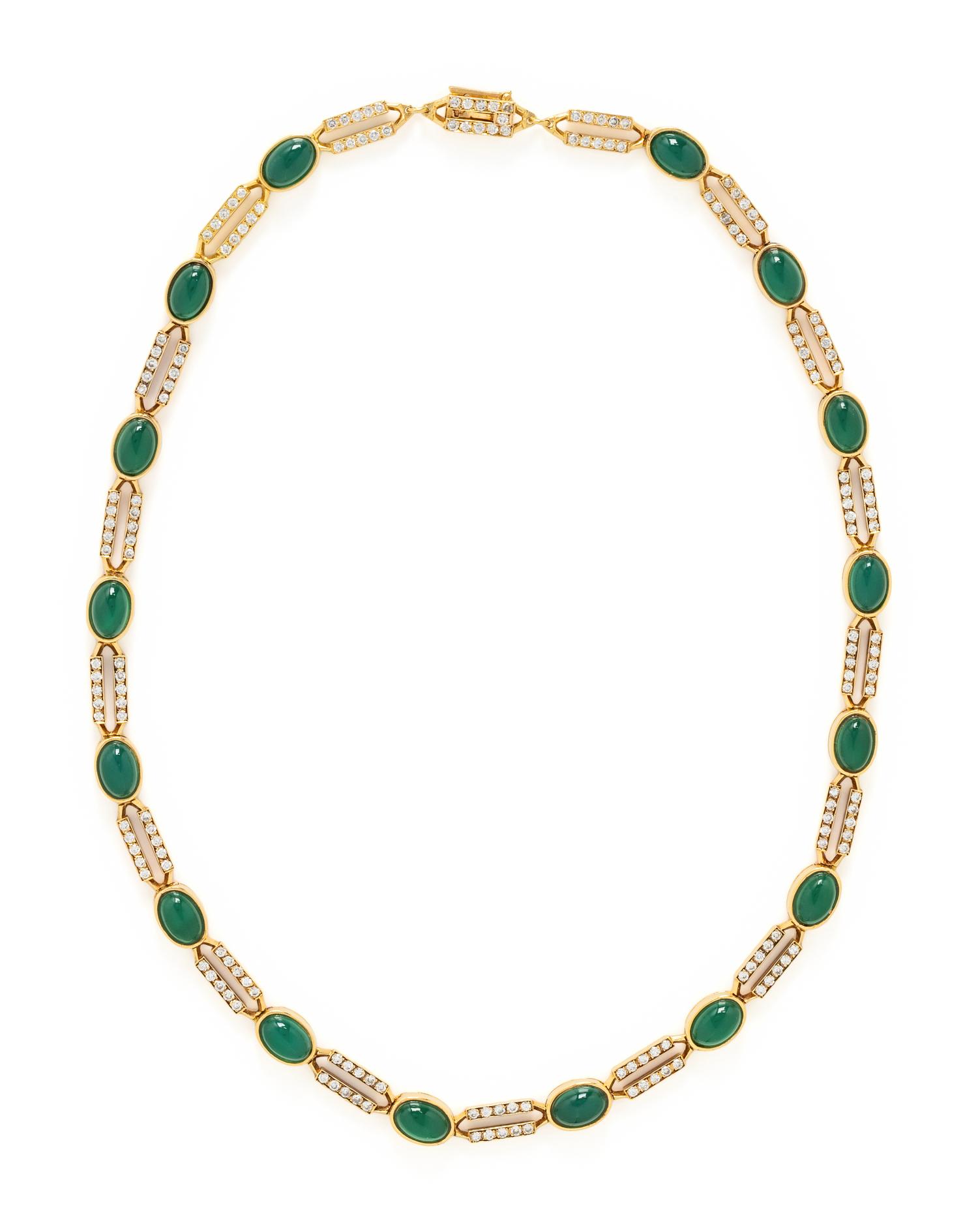VAN CLEEF & ARPELS, CHALCEDONY AND DIAMOND NECKLACE