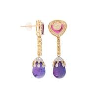 RUBELLITE, TANZANITE AND DIAMOND EARRINGS